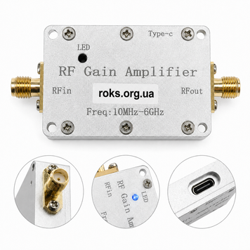 Малошумний підсилювач LNA 10 МГц-6 ГГц, SMA, 20-30 дБ, 50 Ом, USB Type-C, Low Noise Amplifier AN 0072 IL фото