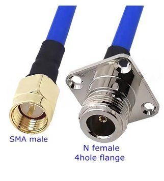 Пигтейл N-type (мама, фланец) &rarr; SMA (папа) RG402 15 см, 50 Ом, до 6 ГГц &mdash; полужесткий RF переходник ПОД ЗАКАЗ KB 0027 IG PKS. фото