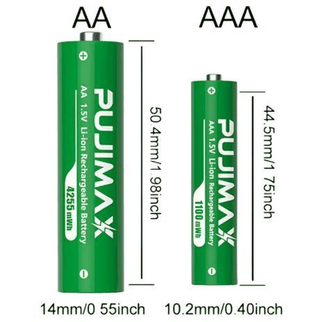 Батарейки PUJIMAX литий-ионные AA 4255 mWh 4шт + AAA 1.5V 1100 mWh 4шт + зарядный кейс на 8 слотов E 0014 IG фото